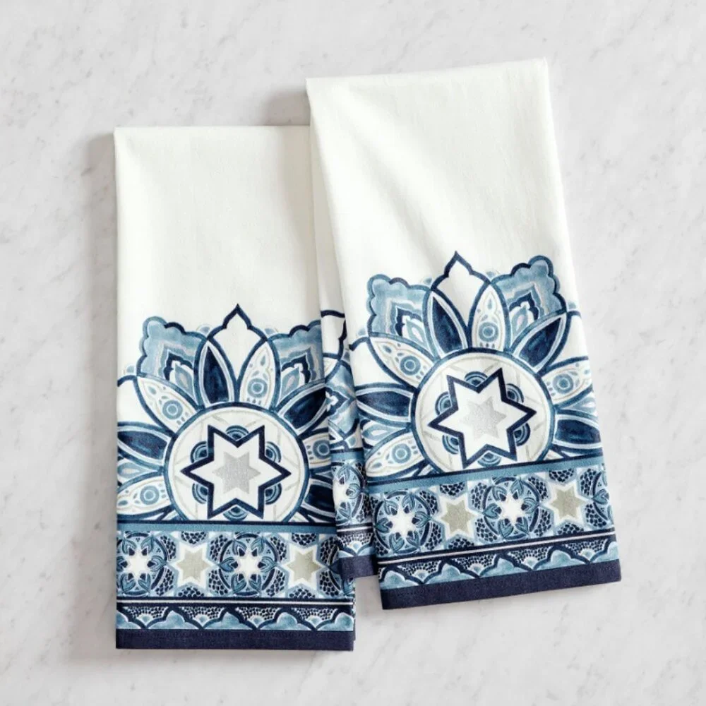 Pottery Barn Hanukkah Medallion Tea Towels - Set of 2